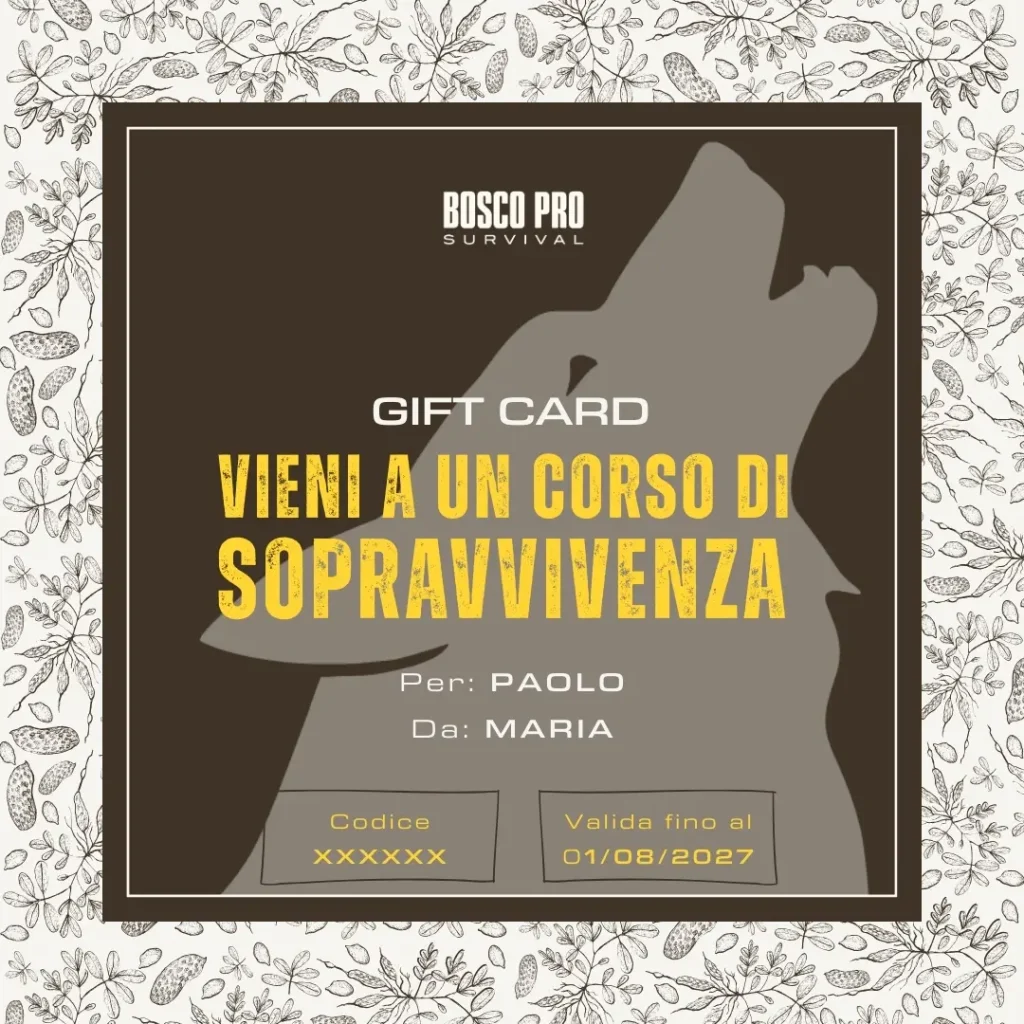 Gift Card BOSCO PRO per regalare un corso di sopravvivenza dal vivo