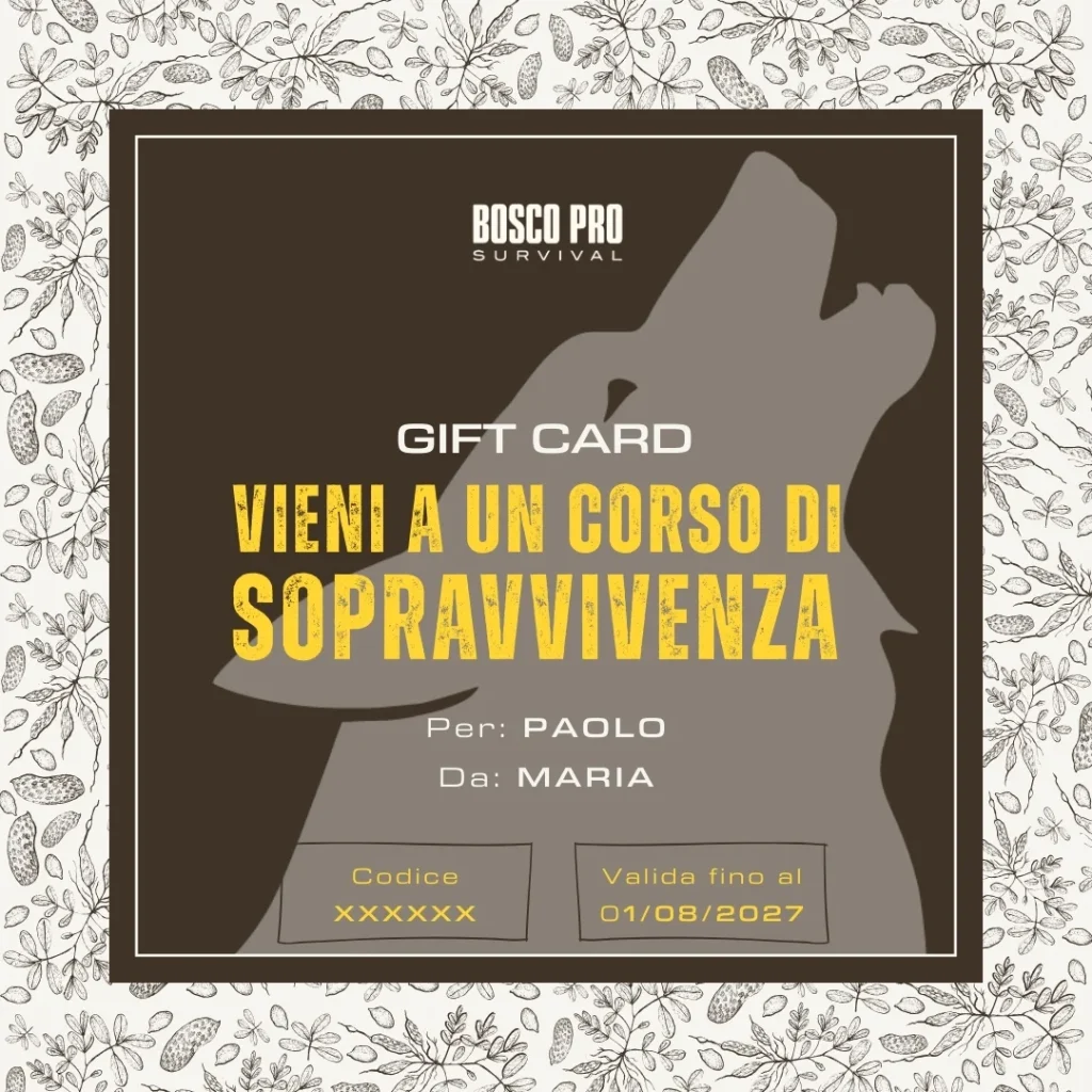 Gift Card BOSCO PRO per regalare il corso di sopravvivenza dal vivo