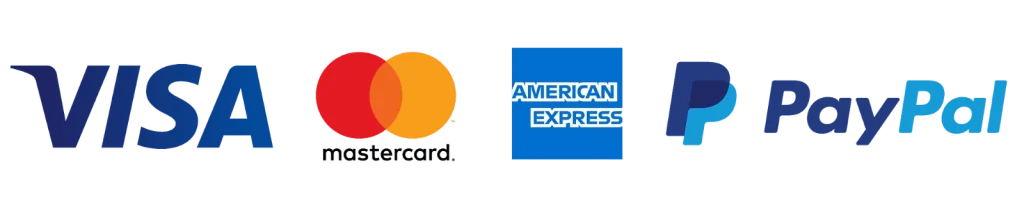Pagamenti sicuri con Visa, Mastercard, American Express e PayPal