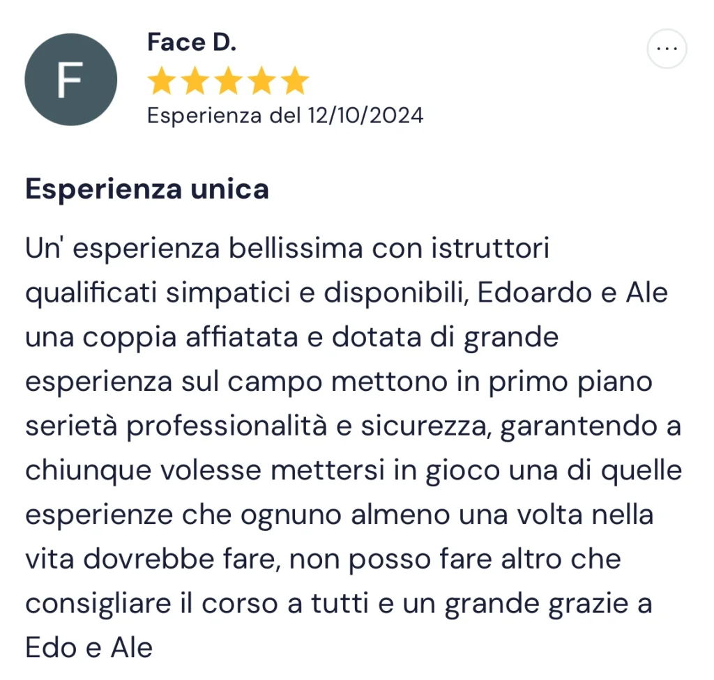 Recensione a 5 stelle di un partecipante al corso di sopravvivenza BOSCO PRO