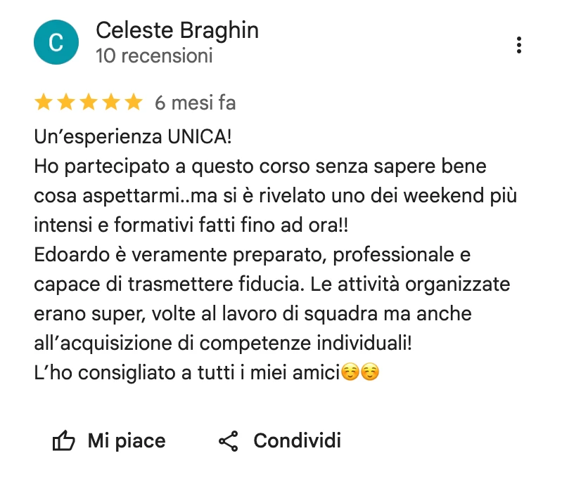 Recensione Google di chi ha frequentato BOSCO PRO